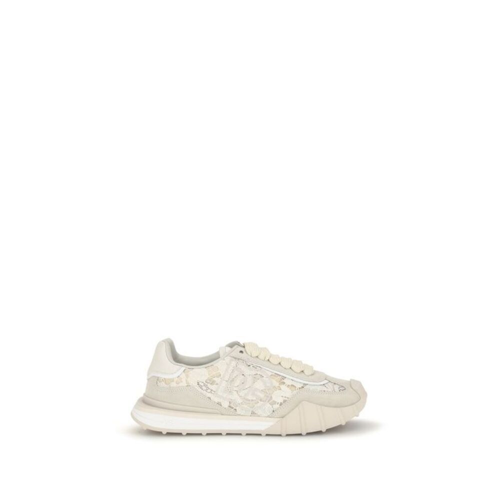 Dolce & Gabbana Beige Calf Leather Bos Taurus Women's Sneakers